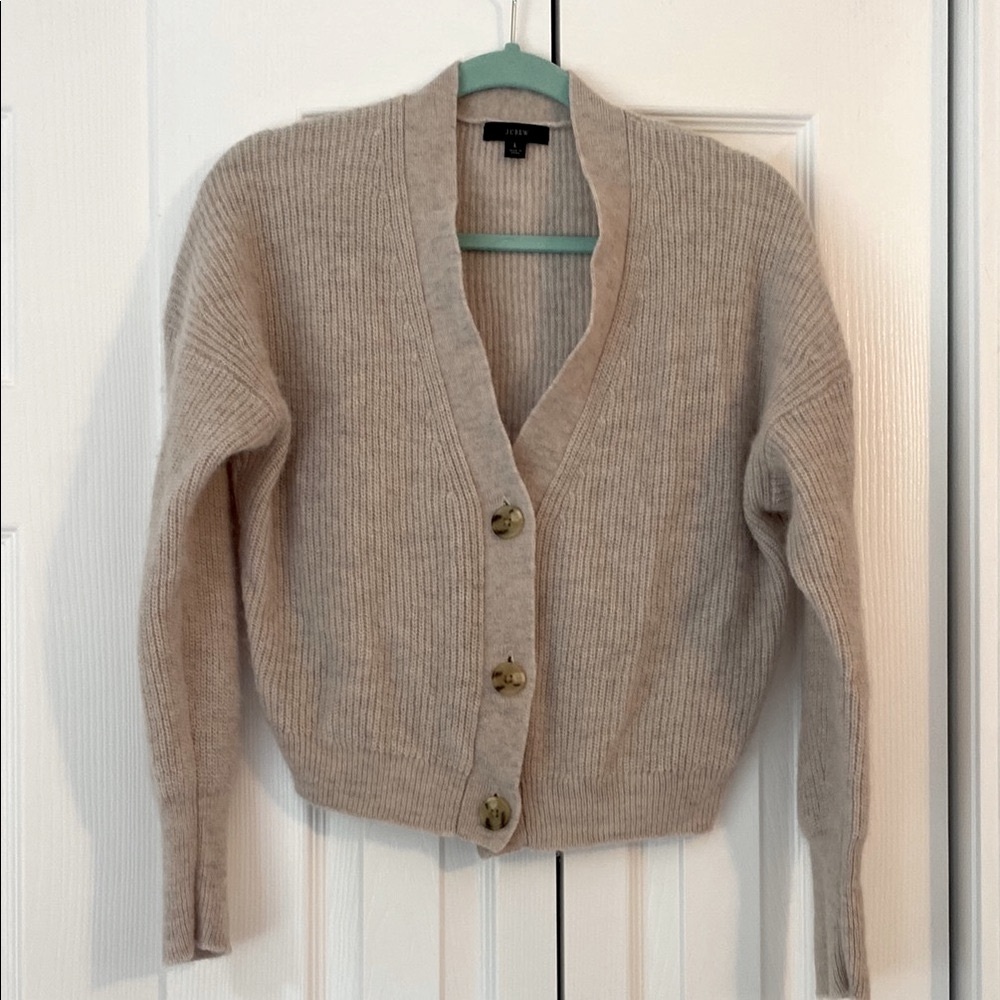 J. Crew Oatmeal Cropped Cardigan Sweater